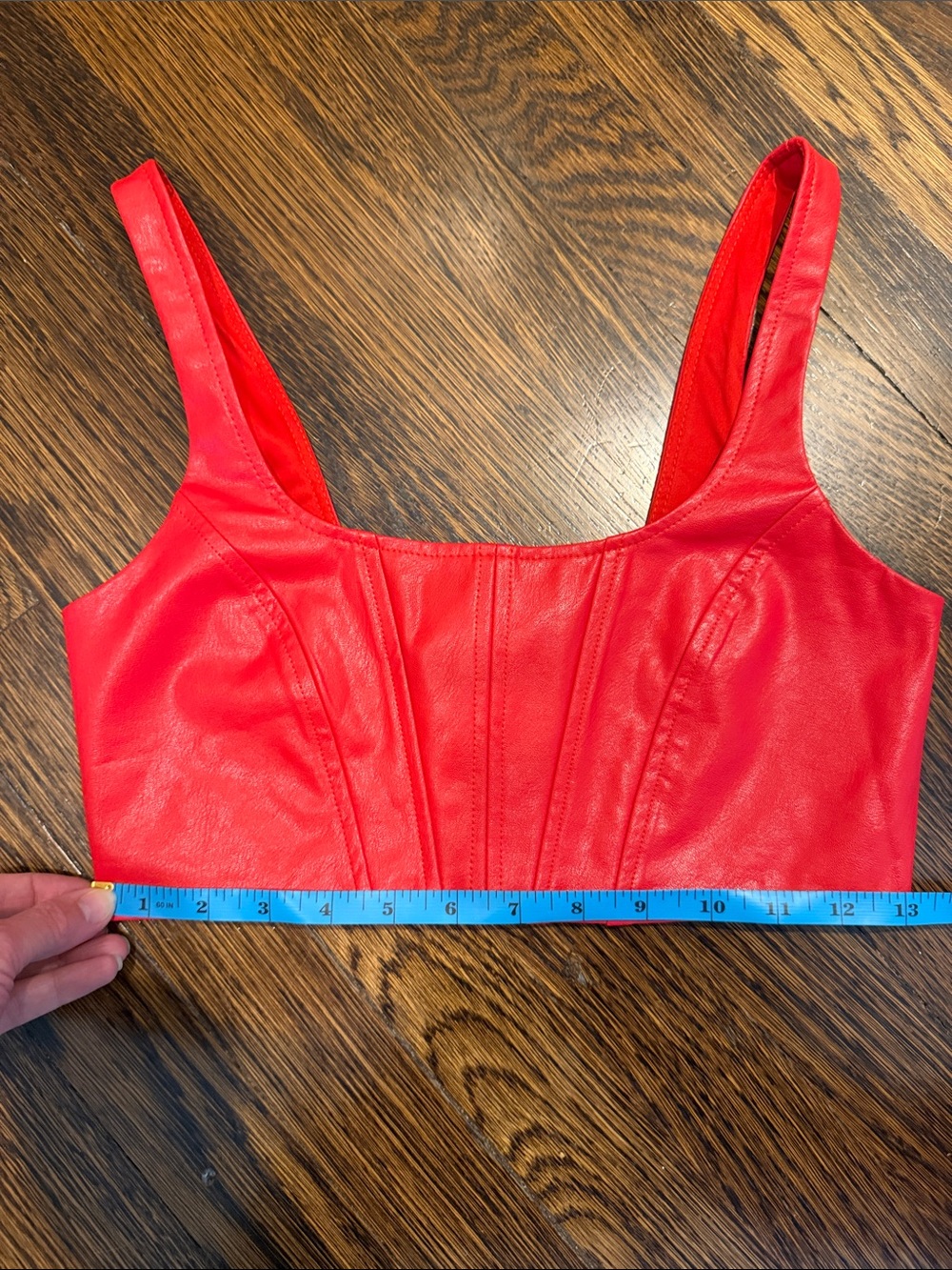Amanda Uprichard Vibrant Red Faux Leather Crop/Bra Tank - Picture 8 of 9